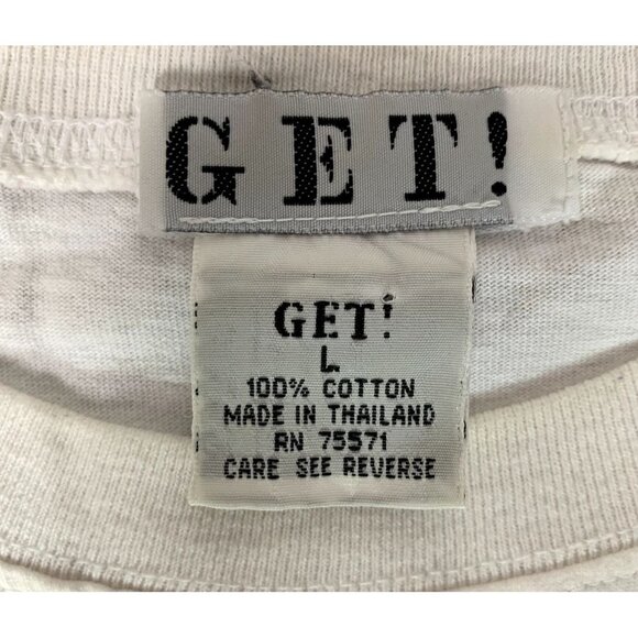 Get! Flower & Peace Symbol Womens T-Shirt Size Large - Picture 3 of 3